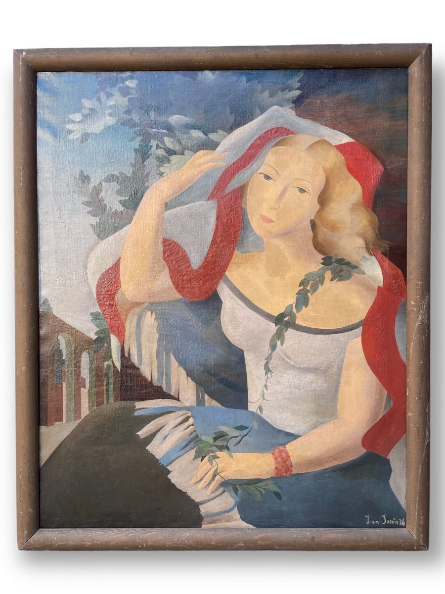 Jean Janin - Stylized Portrait Of A Woman 1936 Oil On Canvas